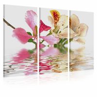 Schilderij - Orchideeën met roze vlekken , 3 luik