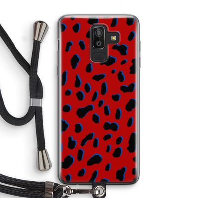 Red Leopard: Samsung Galaxy J8 (2018) Transparant Hoesje met koord