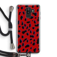 Red Leopard: Samsung Galaxy J8 (2018) Transparant Hoesje met koord