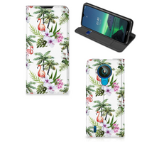 Nokia 1.4 Hoesje maken Flamingo Palms - thumbnail