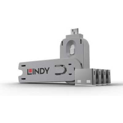 Lindy USB Port Blocker - Pack 4, Colour Code: White