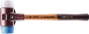 Halder Kunststofhamer | lengte 300 mm hoofd-d. 30 mm | zacht/middelhard hout | TPE-soft blauw/superplastic wit | 1 stuk - 3017.030 - 3017.030