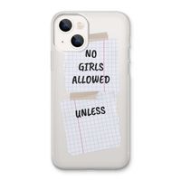 No Girls Allowed Unless: iPhone 13 Transparant Hoesje