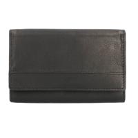 Leather Design Overslag Portemonnee Zwart