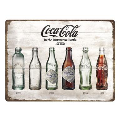 Metalen Plaat 'Coca Cola In The Distinctive Bottle' 30 x 40 cm