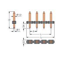 WAGO Male header (precisie) Aantal rijen: 1 Aantal polen per rij: 2 806-902 100 stuk(s)