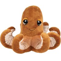 Suki Gifts pluche inktvis/octopus knuffeldier - cute eyes - bruin - 15 cm   - - thumbnail