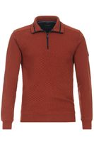 Casa Moda Casual Regular Fit Half-Zip Sweater rood, Gestructureerd