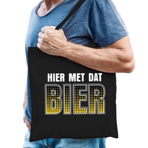 Hier met dat bier fun tas zwart voor heren drank thema   -