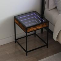 Nachtkastje met Infinity LED 40x40x51 cm gerookt eikenkleurig