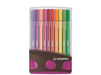 Stabilo pen 68 in 20 kleuren antraciet/roze