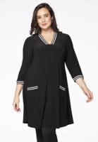 Yoek Jurk met gestreepte details | Zwart | Maat 46/48