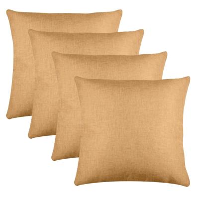 Stof Textile sierkussen Bea - 4x - camel - 50 x 50 cm - bank kussens - polyester