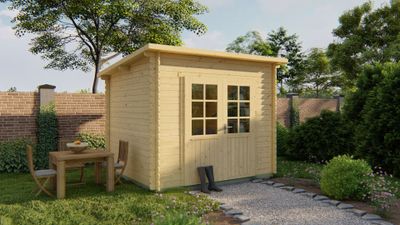 Tuindeco Mila Blokhut 290x260 cm 28 mm vuren blank- Lessenaarsdak- Onbehandeld vurenhout- Tuindeco