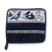 Pot holder Birds dark blue
