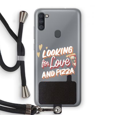 Pizza is the answer: Samsung Galaxy A11 Transparant Hoesje met koord