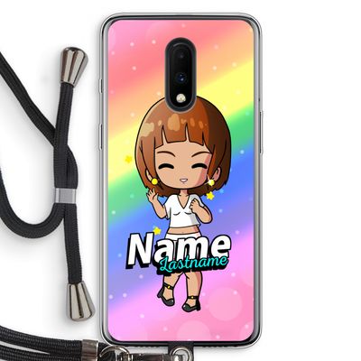 Chibi Maker vrouw: OnePlus 7 Transparant Hoesje met koord