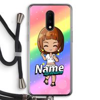 Chibi Maker vrouw: OnePlus 7 Transparant Hoesje met koord