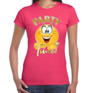 Foute party t-shirt voor dames - Emoji Party - roze - carnaval/themafeest