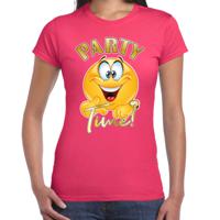 Foute party t-shirt voor dames - Emoji Party - roze - carnaval/themafeest - thumbnail