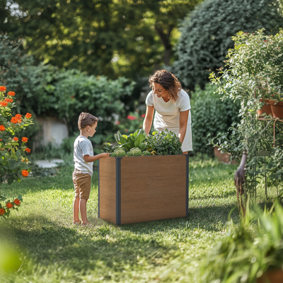 Plantenbak staal houtlook 100 x 50 x 77 cm