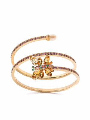 Dolce & Gabbana bracelet Butterfly en or jaune 18ct serti de citrine, d'améthyste et d'émeraude