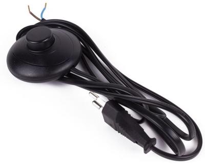 Eurosnoer 2x0,75qmm met vloerschakelaar zwart 2m - 1065310