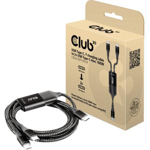 Club 3D Club 3D USB Type-C, Y oplaadkabel naar 2x USB Type-C
