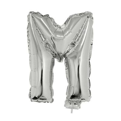 Folieballon letter M - 41 cm - zilver - feestdecoratie - versiering