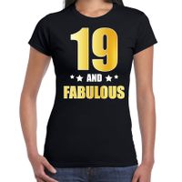 19 and fabulous verjaardag cadeau t-shirt / shirt goud 19 jaar zwart voor dames - thumbnail