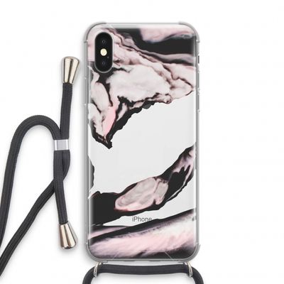 Roze stroom: iPhone X Transparant Hoesje met koord