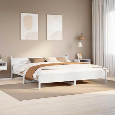 Bedframe zonder matras massief grenenhout wit 200x200 cm