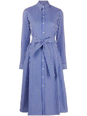 Polo Ralph Lauren robe-chemise rayée à taille ceinturée - Bleu