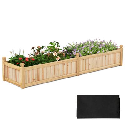 Bloembak Verhoogde Plantenbak Hout met Scheidingswand Afwateringsgaten en Vliesstoffolie Tuinbed Plantenbak Natuur