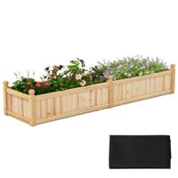 Bloembak Verhoogde Plantenbak Hout met Scheidingswand Afwateringsgaten en Vliesstoffolie Tuinbed Plantenbak Natuur