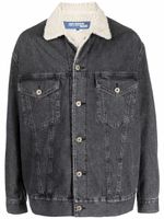 Junya Watanabe MAN veste en jean à col en fourrure artificielle - Noir