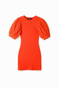 Korte slim fit koraal jurk - ORANGE - XS