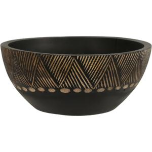 Fruitschaal/fruitmand - serveer schaal - mango hout - D25 x H10 cm - broodmand - zwart