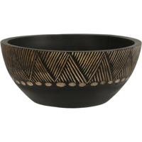Fruitschaal/fruitmand - serveer schaal - mango hout - D25 x H10 cm - broodmand - zwart