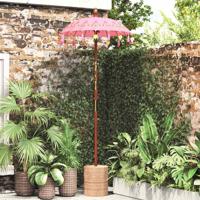 Balinese Parasol Roze (90-100) x 260 cm Katoen en massief hout