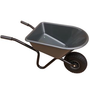 Kunststof/metalen speelgoed kruiwagen antraciet grijs 60 cm voor kinderen   -