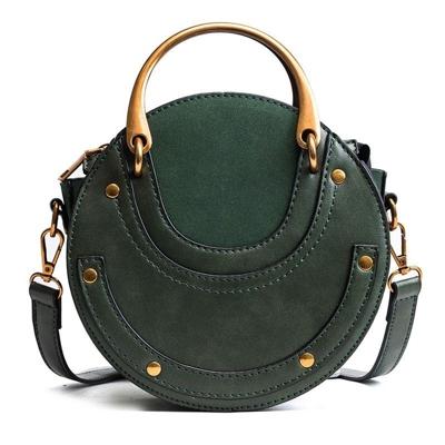 Circulaire scrub PU lederen vrouwen tassen retro handtas schouder mini tas (groen)