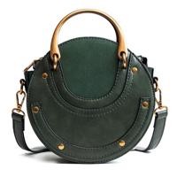 Circulaire scrub PU lederen vrouwen tassen retro handtas schouder mini tas (groen)