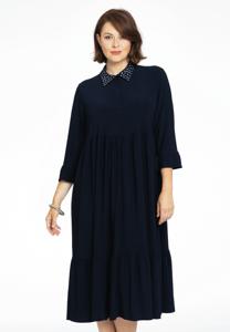 Yoek Jurk met strass | Blauw | Maat 54/56