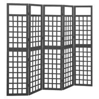Kamerscherm/trellis met 5 panelen 201,5x180 cm vurenhout zwart