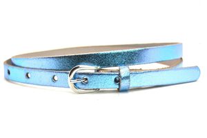 Take It Leren Riem 1.5 cm Metallic Blauw