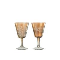 J-Line Voet Verticaal Hal glas - drinkglas - goud - 2x - thumbnail