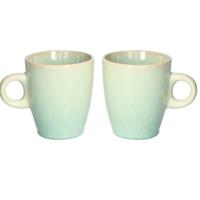 Siaki Koffiemok / theemok Faye - set 2x - groen - 220 ml - mokken - keramiek