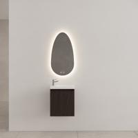 Gliss Design Timotheus toiletmeubel met ribbelfront 40cm charcoal met glans witte fontein