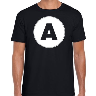 T-shirt met de letter A heren zwart voor het maken van een naam / woord of team T-shirt met de letter A heren zwart voor het maken van een naam / woord of team